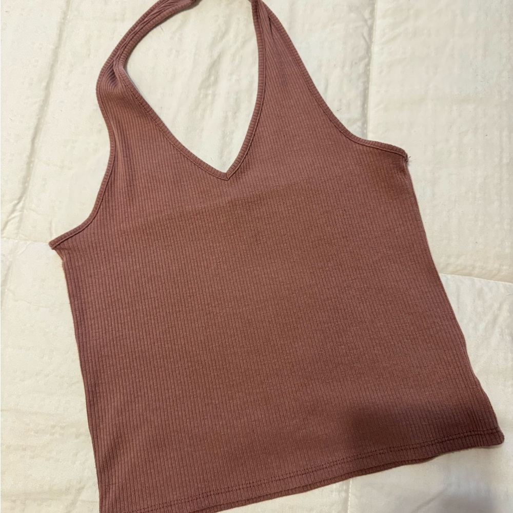 American Eagle Outfitters Brown Halter Fitted Tank Top